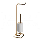 Gessi Goccia Стойка напольная с держателем туалетной бумаги и ершиком, цвет: warm bronze PVD 38067#735