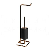 Gessi Goccia Стойка напольная с держателем туалетной бумаги и ершиком, цвет: copper PVD 38068#030