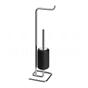 Gessi Goccia Стойка напольная с держателем туалетной бумаги и ершиком, цвет: matte black 38068#299