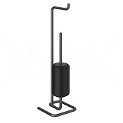 Gessi Goccia Стойка напольная с держателем туалетной бумаги и ершиком, цвет: black metal brushed PVD 38068#707