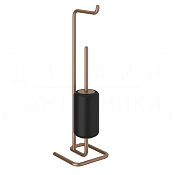 Gessi Goccia Стойка напольная с держателем туалетной бумаги и ершиком, цвет: copper brushed PVD 38068#708