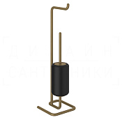 Gessi Goccia Стойка напольная с держателем туалетной бумаги и ершиком, цвет: antique brass 38068#713