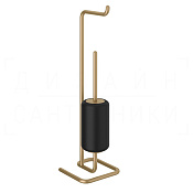 Gessi Goccia Стойка напольная с держателем туалетной бумаги и ершиком, цвет: warm bronze brushed PVD 38068#726