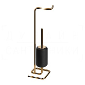 Gessi Goccia Стойка напольная с держателем туалетной бумаги и ершиком, цвет: warm bronze PVD 38068#735