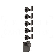 Gessi Inciso Термостат для душа встраив., на 5 потреб., внеш. часть, цвет: black metal brushed PVD 58220#707