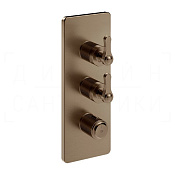 Gessi Venti20 Термостат для душа встраив., на 2 потр., внеш. часть, цвет: coffee bronze brushed PVD 65200#761