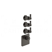 Gessi Venti20 Термостат для душа встраив., на 3 потреб., внеш. часть, цвет: black metal brushed PVD 65206#707