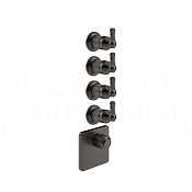 Gessi Venti20 Термостат для душа встраив., на 4 потреб., внеш. часть, цвет: black metal brushed PVD 65210#707