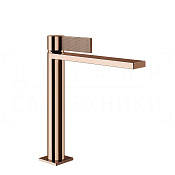 Gessi Inverso Смеситель для раковины высокий, с донным клапаном, излив 20 см, цвет: copper PVD 73655#030