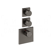 Gessi Incastri Термостат для душа встраив., на 2 потреб., внеш. часть, цвет: black metal brushed PVD 75304#707