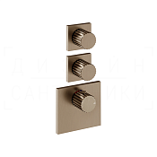 Gessi Incastri Термостат для душа встраив., на 2 потреб., внешняя часть, цвет: coffee bronze brushed 75304#761