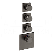 Gessi Incastri Термостат для душа встраив., на 3 потреб., внеш. часть, цвет: black metal brushed PVD 75306#707