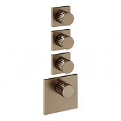 Gessi Incastri Термостат для душа встраив., на 3 потреб., внешняя часть, цвет: coffee bronze brushed 75306#761