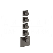 Gessi Incastri Термостат для душа встраив., на 4 потреб., внеш. часть, цвет: black metal brushed PVD 75308#707
