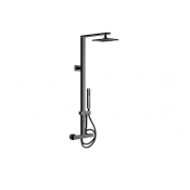 Gessi Rettangolo Душевая стойка: без излива, термостат, шланг 150 см, цвет: black metal PVD 23447#706