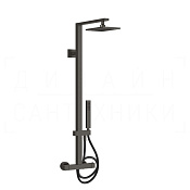 Gessi Rettangolo Душевая стойка: без излива, термостат, шланг 150 см, цвет: black metal brushed PVD 23447#707