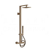 Gessi Rettangolo Душевая стойка: без излива, термостат, шланг 150 см, цвет: copper brushed PVD 23447#708