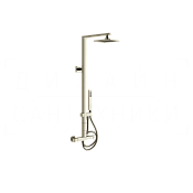 Gessi Rettangolo Душевая стойка: без излива, термостат, руч. душ, шланг 150 см, цвет: nickel PVD 23447#720