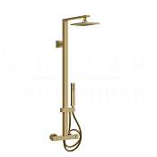 Gessi Rettangolo Душевая стойка: без излива, термостат, шланг 150 см, цвет: warm bronze brushed PVD 23447#726