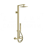 Gessi Rettangolo Душевая стойка: без излива, термостат, шланг 150 см, цвет: brushed brass PVD 23447#727