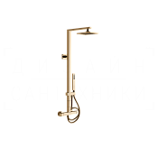Gessi Rettangolo Душевая стойка: без излива, термостат, шланг 150 см, цвет: warm bronze PVD 23447#735