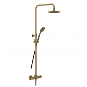 Gessi Minimalistic Shower Душевая стойка: без излива, термостат, шланг 150 см, цвет: antique brass 35173#713