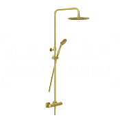 Gessi Minimalistic Shower Душевая стойка: без излива, термостат, шланг 150 см, цвет: gold brushed 35175#716