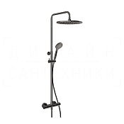 Gessi Minimalistic Shower Душевая стойка: без излива, термостат, шланг 150 см, цвет: black metal PVD 35177#706