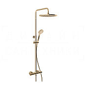 Gessi Minimalistic Shower Душевая стойка: без излива, термостат, шланг 150 см, цвет: warm bronze PVD 35177#735