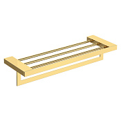 Boheme Qubic Полка для полотенец 60х20 см, подвесная с полотенцедержателем, цвет: gold 10737-G
