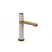 Gessi Pelle Tresse Смеситель для раковины, без д/к, излив 12,3 см, цвет: creme/deep bronze brushed 78202#448