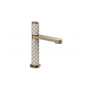Gessi Pelle Tresse Смеситель для раковины, с д/к, излив 12,3 см, цвет: creme/finox brushed nickel 78251#432