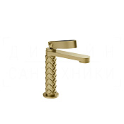 Gessi Pelle Laccetto Смеситель для раковины, с донным клап., излив 12,3 см, цвет: brushed brass PVD 78351#727
