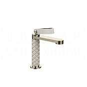 Gessi Pelle Laccetto Смеситель для раковины, без дон. клап., излив 12,3 см, цвет: creme/nickel PVD 78402#433