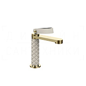 Gessi Pelle Laccetto Смеситель для раковины, без донного клап., излив 12,3 см, цвет: creme/brass PVD 78402#434