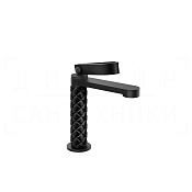 Gessi Pelle Laccetto Смеситель для раковины, без дон. клап., излив 12,3 см, цвет: nero/matte black 78402#438