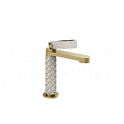 Gessi Pelle Laccetto Смеситель для раковины, с д/к, излив 12,3 см, цвет: creme/brushed brass PVD 78451#435