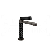 Gessi Pelle Laccetto Смеситель для раковины, с д/к, излив 12,3 см, цвет: nero/black metal brushed 78451#440