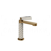 Gessi Pelle Laccetto Смеситель для раковины, с д/к, излив 12,3 см, цвет: creme/deep bronze brushed 78451#448