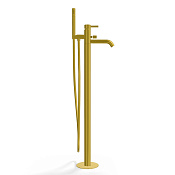 Remer Metrica Смеситель для ванны напольный с душем, излив 76h см, цвет: ottone spazzolato PVD MC08HS