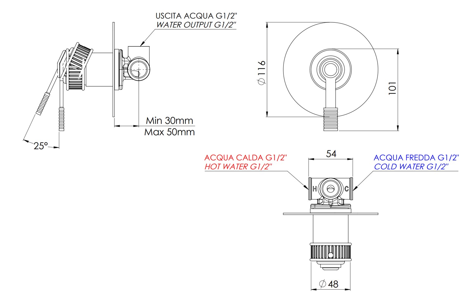 Remer Atelier Смеситель для душа встраиваемый, 1 потребитель, цвет: oilbronze AL30LBR