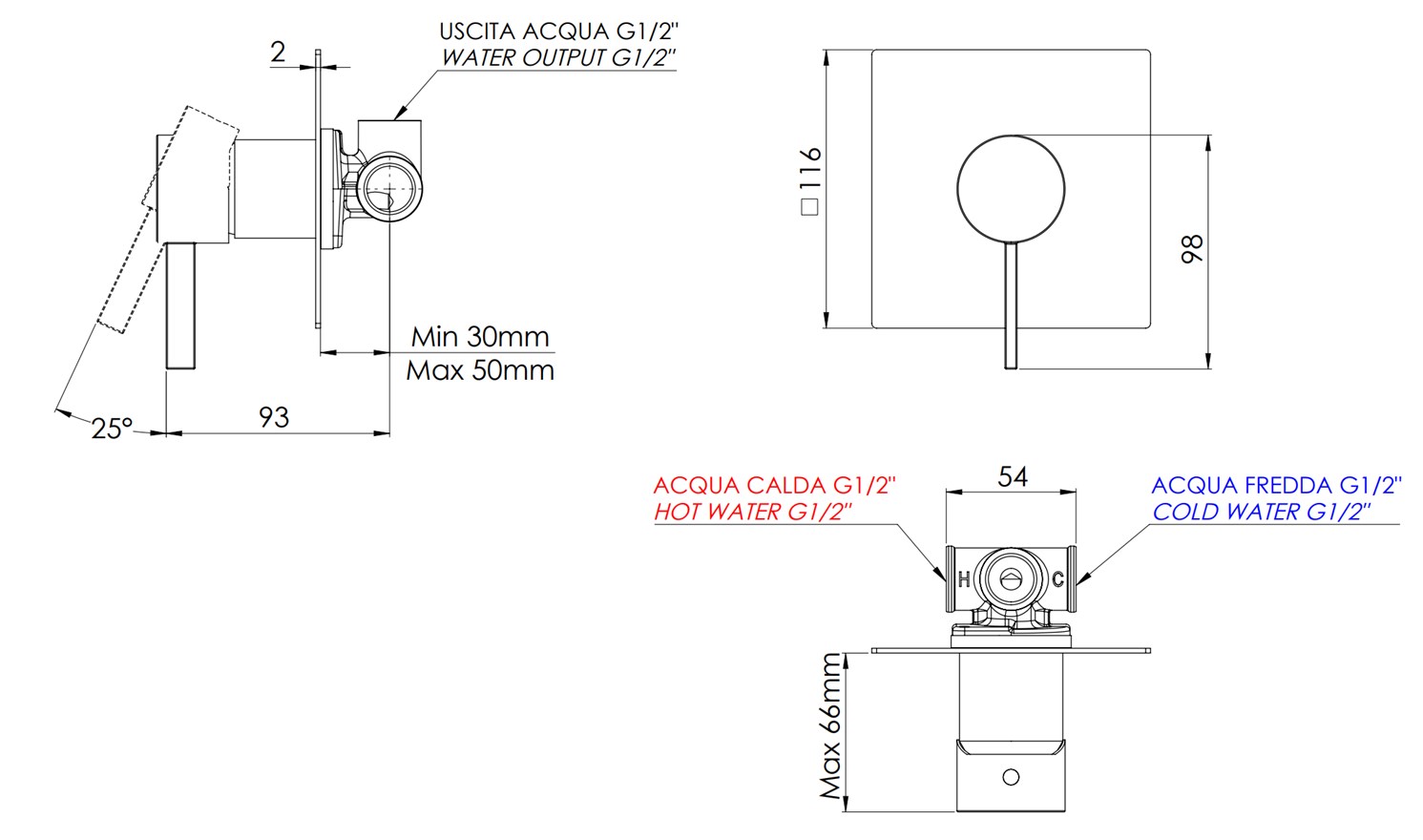 Remer Metrica Смеситель для душа встраиваемый, 1 потребитель, цвет: oilbronze MC30QBR