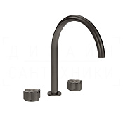 Gessi Ludovica Смеситель для раковины на 3 отв., без д/к, излив 23,5 см, цвет: black metal brushed 76216#707