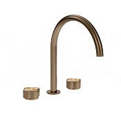 Gessi Ludovica Смеситель для раковины на 3 отв., без д/к, излив 23,5 см, цвет: coffee bronze brushed 76216#761