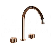 Gessi Ludovica Смеситель для раковины на 3 отв., без донного клап., излив 23,5 см, цвет: copper PVD 76316#030