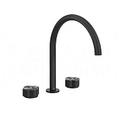 Gessi Ludovica Смеситель для раковины на 3 отв., без донного клап., излив 23,5 см, цвет: matte black 76316#299