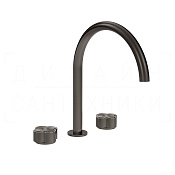 Gessi Ludovica Смеситель для раковины на 3 отв., без д/к, излив 23,5 см, цвет: black metal brushed 76316#707