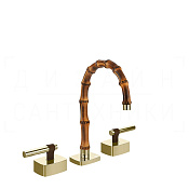Gessi Jacqueline Смеситель для раковины на 3 отв., без д/к, излив 18,5-19,5 см, цвет: brass PVD 77011#710