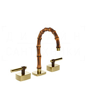 Gessi Jacqueline Смеситель для раковины на 3 отв., без д/к, излив 18,5-19,5 см, цвет: brushed brass 77011#727