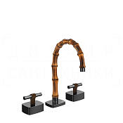 Gessi Jacqueline Смеситель для раковины на 3 от., без д/к, излив 18,5-19,5 см, цвет: black metal PVD 77013#706